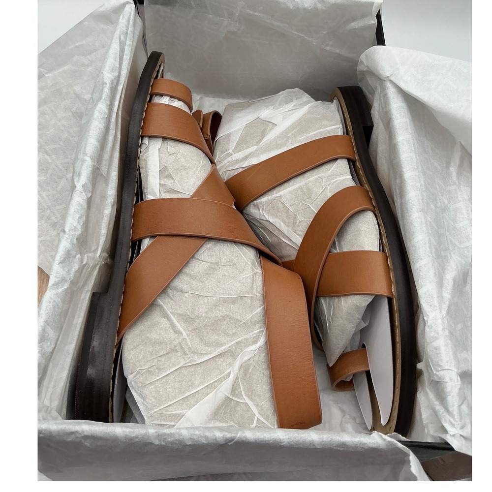 Marc Fisher LTD Lollie Tan Brown Leather Gladiator Toe Loop Sandals Womens 7M - Picture 3 of 9